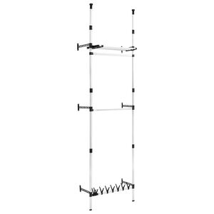 vidaXL Telescopic Wardrobe System | Silver and Black | Aluminium and Plastic