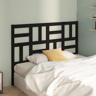 vidaXL Bed Headboard Black 126x4x104 cm Solid Wood Pine