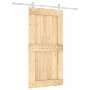 vidaXL Sliding Door Natural and White 100 x 210 cm Solid Pine Wood