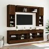 vidaXL 6 Piece TV Wall Cabinet Set with LED Lights Brown Oak