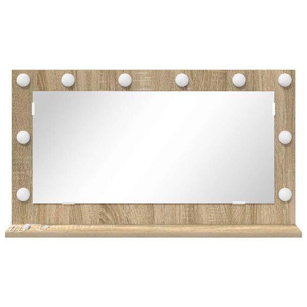 vidaXL Vanity Mirror with LED Strip Lights Sonoma Oak 80 x 45 x 18 cm
