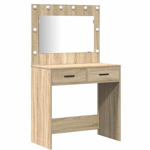 vidaXL Dressing Table with Mirror Lights 2 pcs Brown Engineered Wood