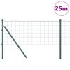 vidaXL Fence with Post Green 0.4 x 25 m Steel and PVC