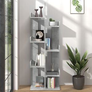 vidaXL Book Cabinet Concrete Grey 48x25,5x140 cm Engineered Wood