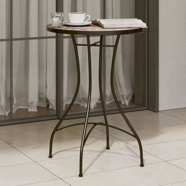 vidaXL Mosaic Bistro Table Terracotta and White &Oslash;50x70 cm Ceramic