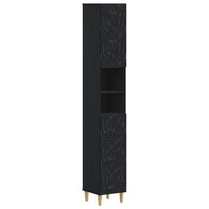 vidaXL Bathroom Cabinet with Open Shelf DELFT Black 30 x 31 x 190 cm