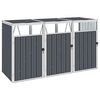 vidaXL Triple Garbage Bin Shed Grey 213x81x121 cm Steel