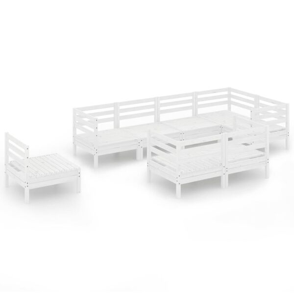 vidaXL 8 Piece Garden Lounge Set Solid Wood Pine White
