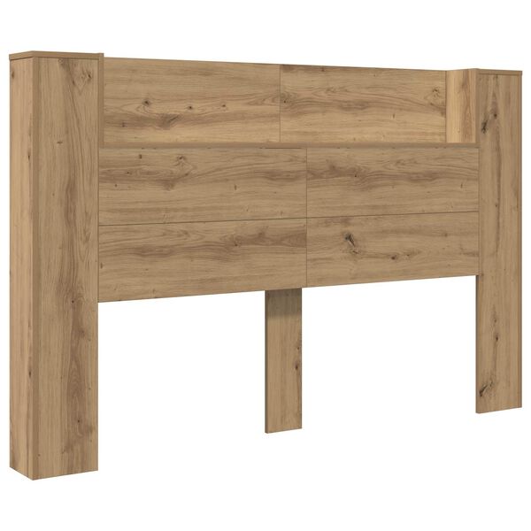 vidaXL Headboard Cabinet with LED Artisan Oak 160 x 16.5 x 103.5 cm