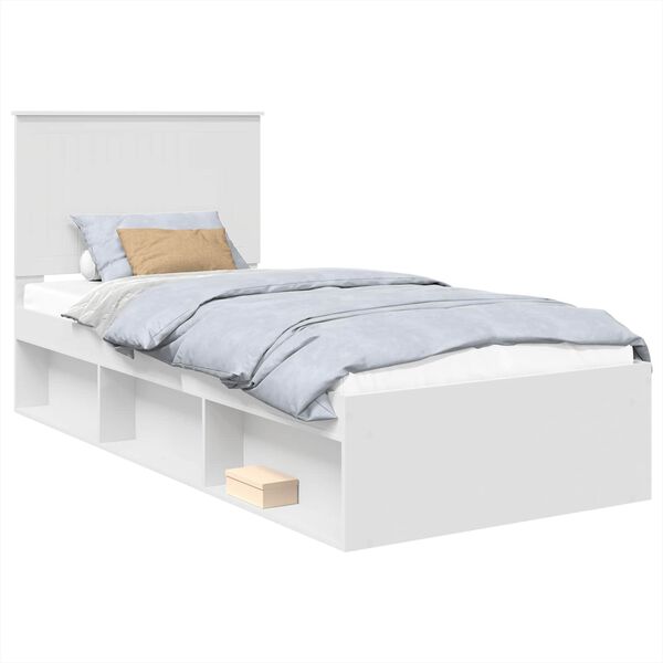 vidaXL Bed Frame with Headboard White 90 x 200 cm Solid Pine Wood