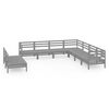 vidaXL 9 Piece Garden Lounge Set Solid Wood Pine Grey