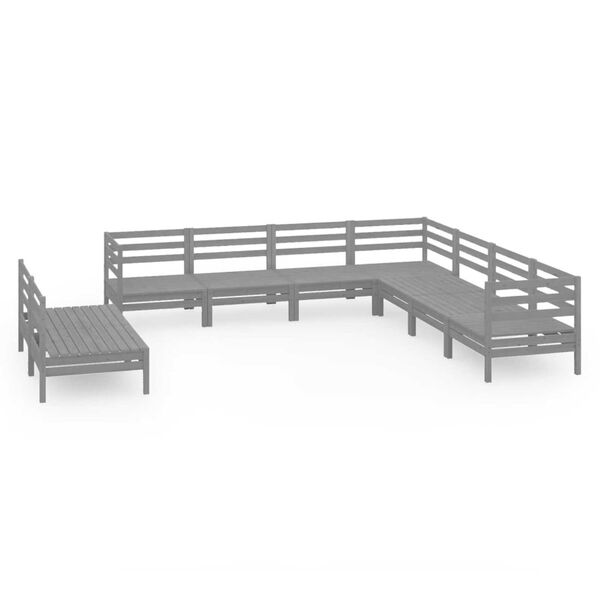 vidaXL 9 Piece Garden Lounge Set Solid Wood Pine Grey