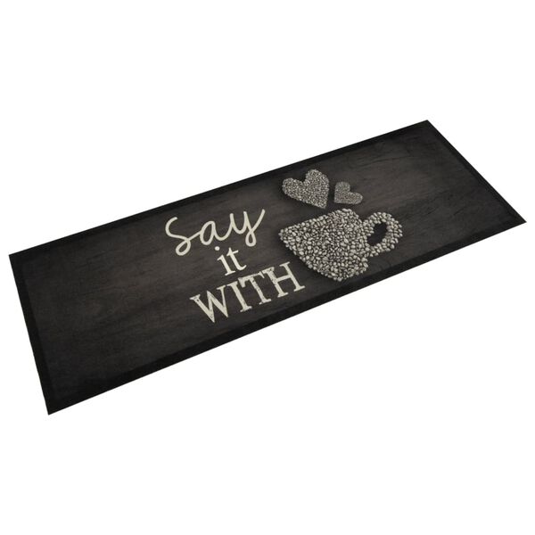 vidaXL Kitchen Rug Washable Cup Black 60x180 cm Velvet