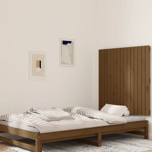 vidaXL Wall Headboard Honey Brown 95.5x3x90 cm Solid Wood Pine