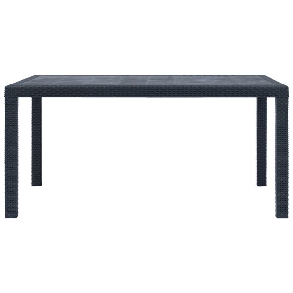 vidaXL Garden Table Anthracite 150x90x72 cm Plastic Rattan Look