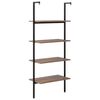 vidaXL 4-Tier Leaning Shelf Dark Brown and Black 64x35x152.5 cm