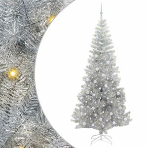 vidaXL Christmas Tree with 300 LEDs with Stand Silver 240 cm PET