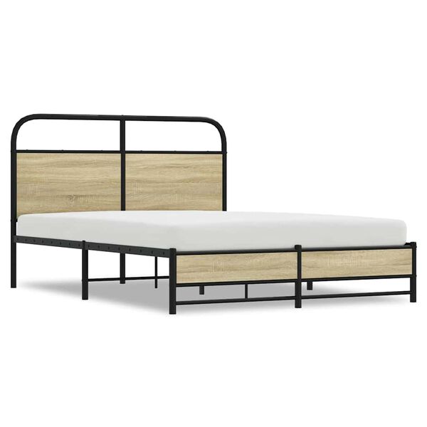 vidaXL Bed Frame without Mattress 135x190 cm Double Sonoma Oak Engineered Wood