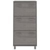 vidaXL Shoe Cabinet HAMAR Light Grey 59.5x35x117 cm Solid Wood Pine