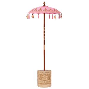 vidaXL Balinese Parasol with Base Pink 95 x 95 x 260 cm