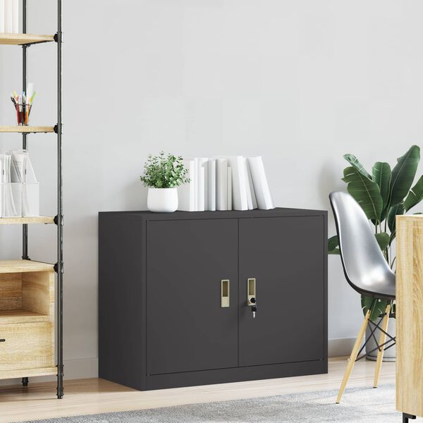 vidaXL Storage Cabinet Black 90 x 40 x 70 cm Steel