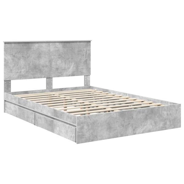 vidaXL Storage Bed Concrete Grey 150 x 200 cm Engineered Wood