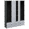 vidaXL Modular Cabinet 18 Compartments Black and White 37x146x180.5 cm