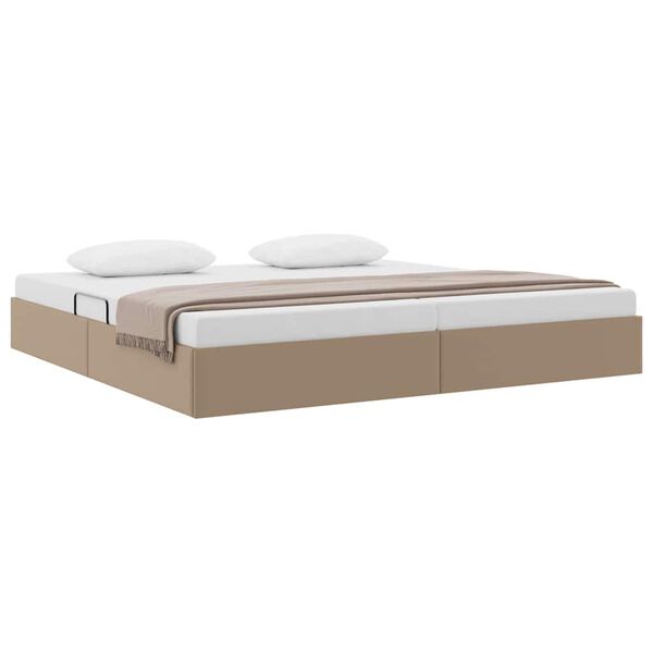 vidaXL Storage Bed with Mattress Cappucino 200 x 200 cm Faux leather
