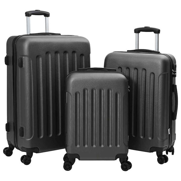 vidaXL Suitcase with Lock 3 pcs Dark Grey 50 x 31 x 78 cm ABS Plastic