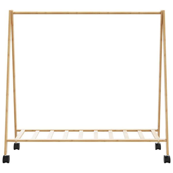 vidaXL Clothes Rack with Shelves and Wheels 106x34x106.5 cm Bamboo