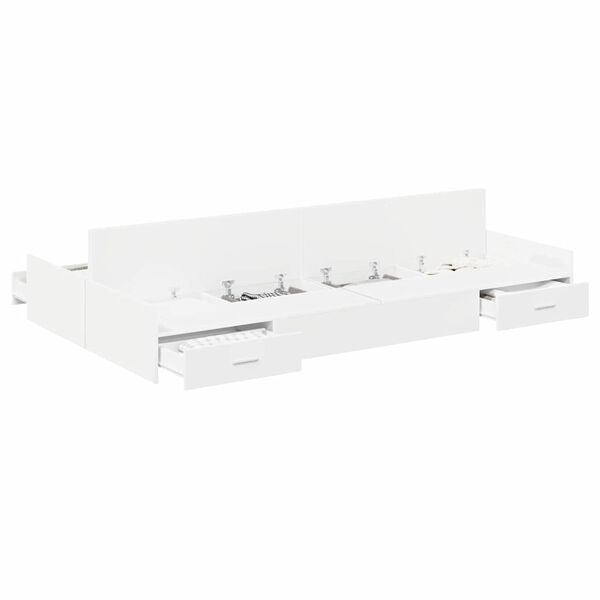 vidaXL Storage Bed Frame White 120 x 190 cm Engineered Wood