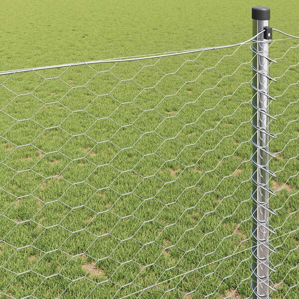 vidaXL Hexagon Fence Silver 1.5 x 10 m Galvanised steel