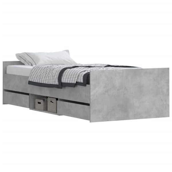 vidaXL Bed Frame without Mattress Concrete Grey 90x200 cm