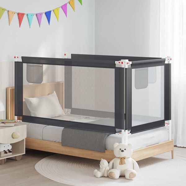 vidaXL Toddler Safety Bed Rail Dark Grey 160x25 cm Fabric