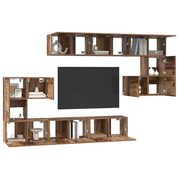 vidaXL TV Cabinet Set Wall-mounted 10 pcs Old Wood Engineered Wood