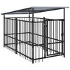 vidaXL Outdoor Dog Kennel with Roof Steel 1.88 m&sup2;