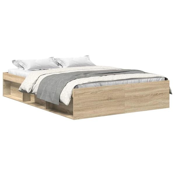 vidaXL Bed Frame without Mattress Sonoma Oak 150x200 cm King Size King Size