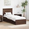 vidaXL Bed Frame with Drawer Brown Oak 75 x 190 cm Engineer Wood