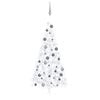 vidaXL Artificial Half Pre-lit Christmas Tree with Ball Set White 210 cm
