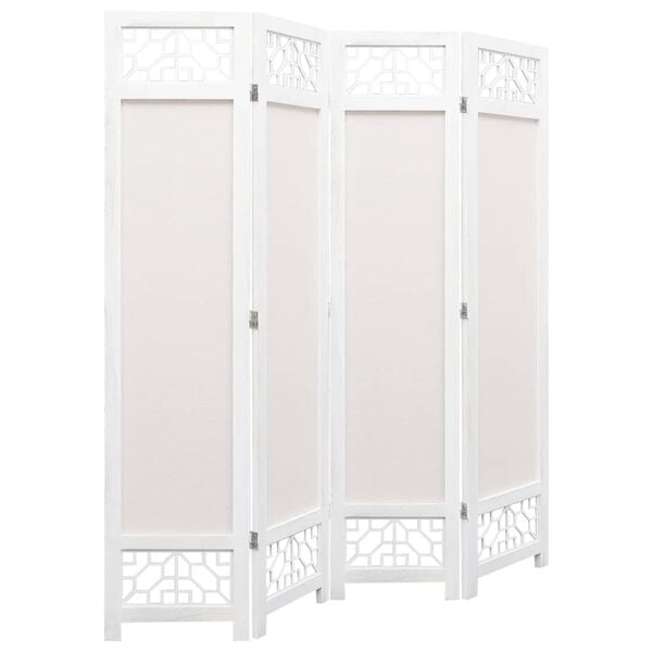vidaXL 4-Panel Room Divider Cream 140x165 cm Fabric