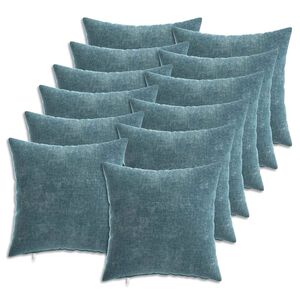vidaXL Cushion Cover 12 pcs HEERLEN Blue 40 x 40 cm Chenille Fabric