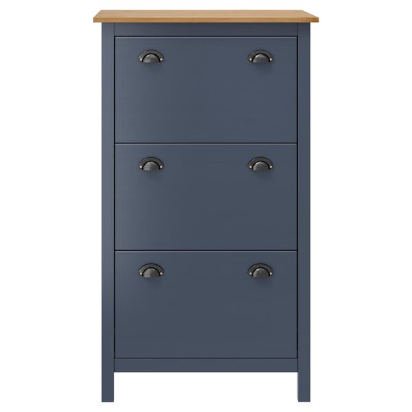 vidaXL Shoe Cabinet Hill Grey 72x35x124 cm Solid Pine Wood