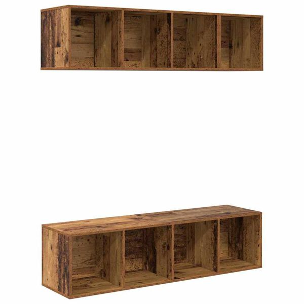 vidaXL TV Cabinet Set Wall-mounted 3 pcs Old Wood Engineered Wood
