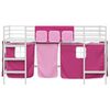 vidaXL Kids'Loft Bed Frame with Curtains White and Pink 107 x 201 cm