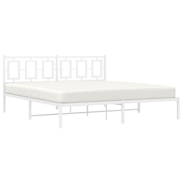 vidaXL Metal Bed Frame without Mattress with Headboard White 183x213cm