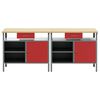 vidaXL Work Bench Set with Drawer 2 pcs Red 200 x 55 x 85 cm Steel