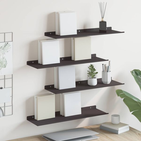vidaXL Floating Shelf Wall-mounted 4 pcs Black 60 x 18 x 2.5 cm Steel