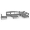 vidaXL 8 Piece Garden Lounge Set Solid Wood Pine Grey