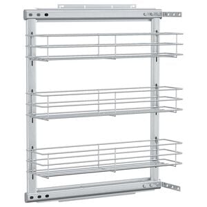vidaXL 3-Tier Pull-out Kitchen Wire Basket Silver 47x15,5x55,5 cm