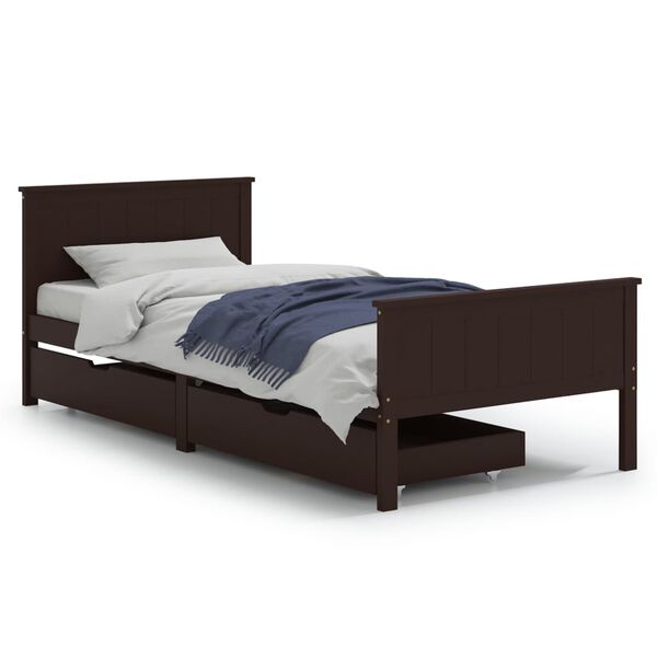 vidaXL Bed Frame without Mattress Dark Brown 90x200 cm Solid Wood